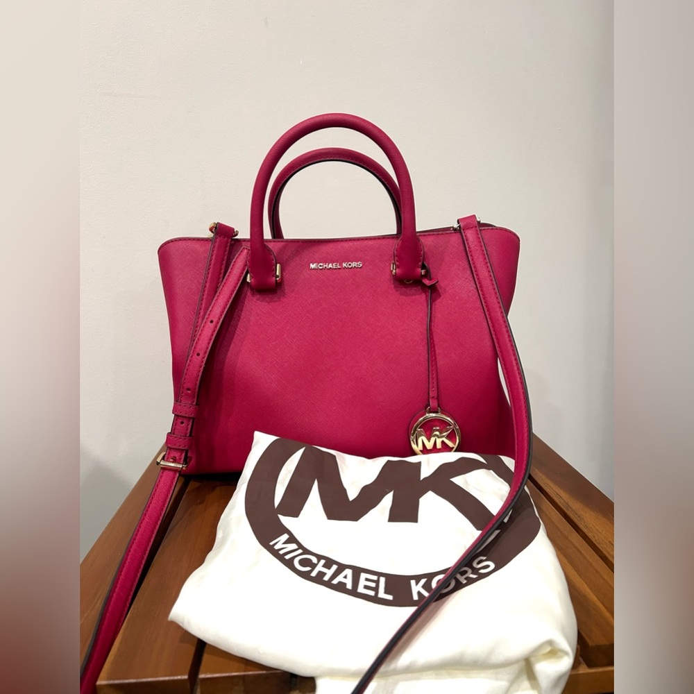 MICHAEL Michael Kors Saffiano Leather Medium Sutton Satchel - Picture 2 of 10